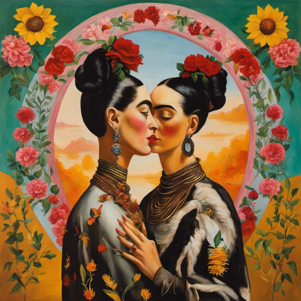 Lovers in Surreal Oil Painting Style