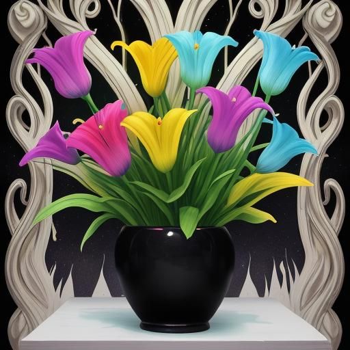 Glowing Crystal Flower Arrangement in 3D