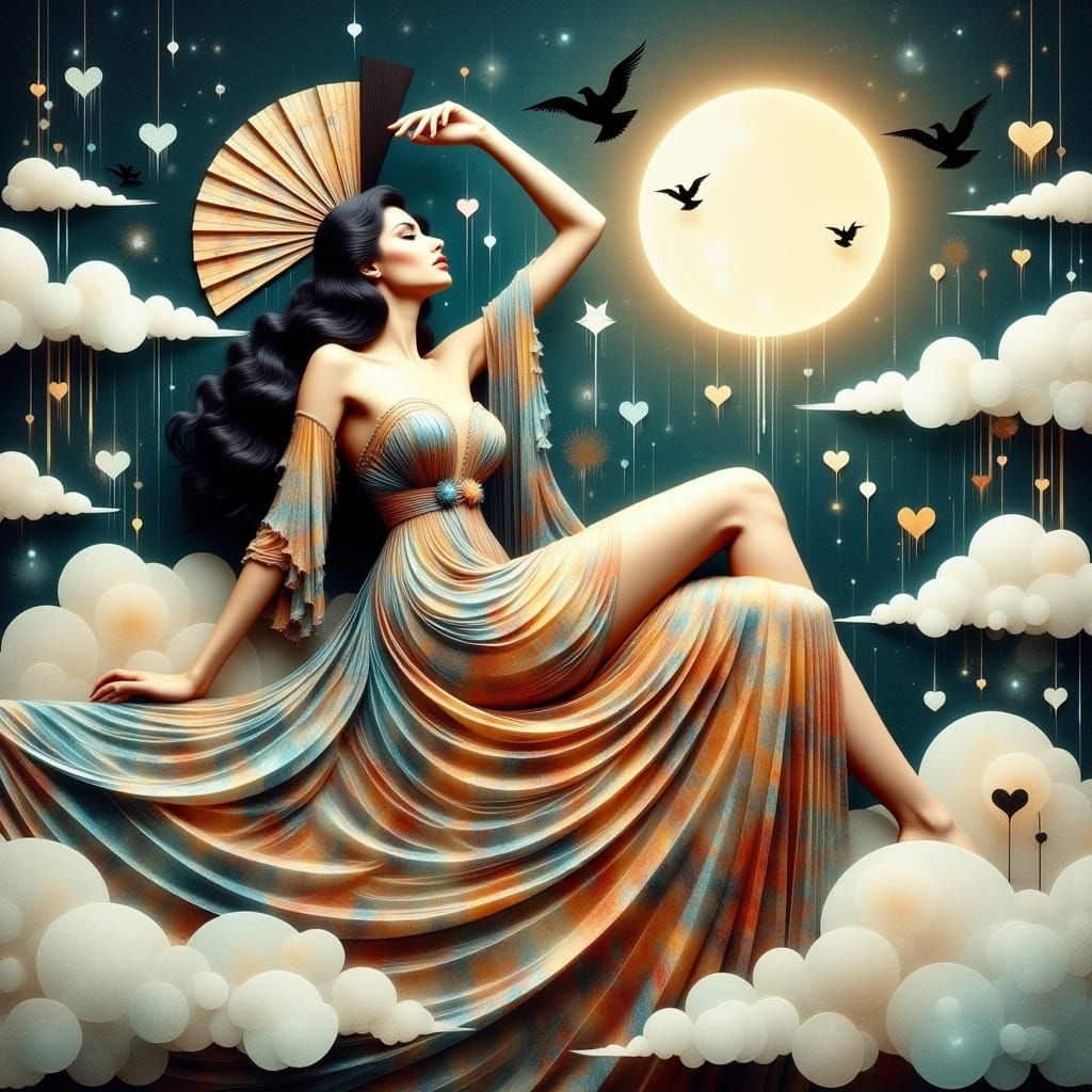 Ethereal Goddess in Deco Cloudscape