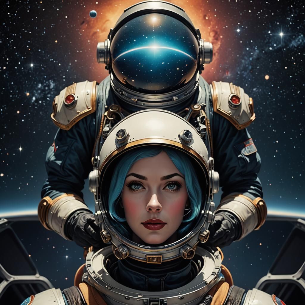 Space Girl in Retro Science Fiction Style