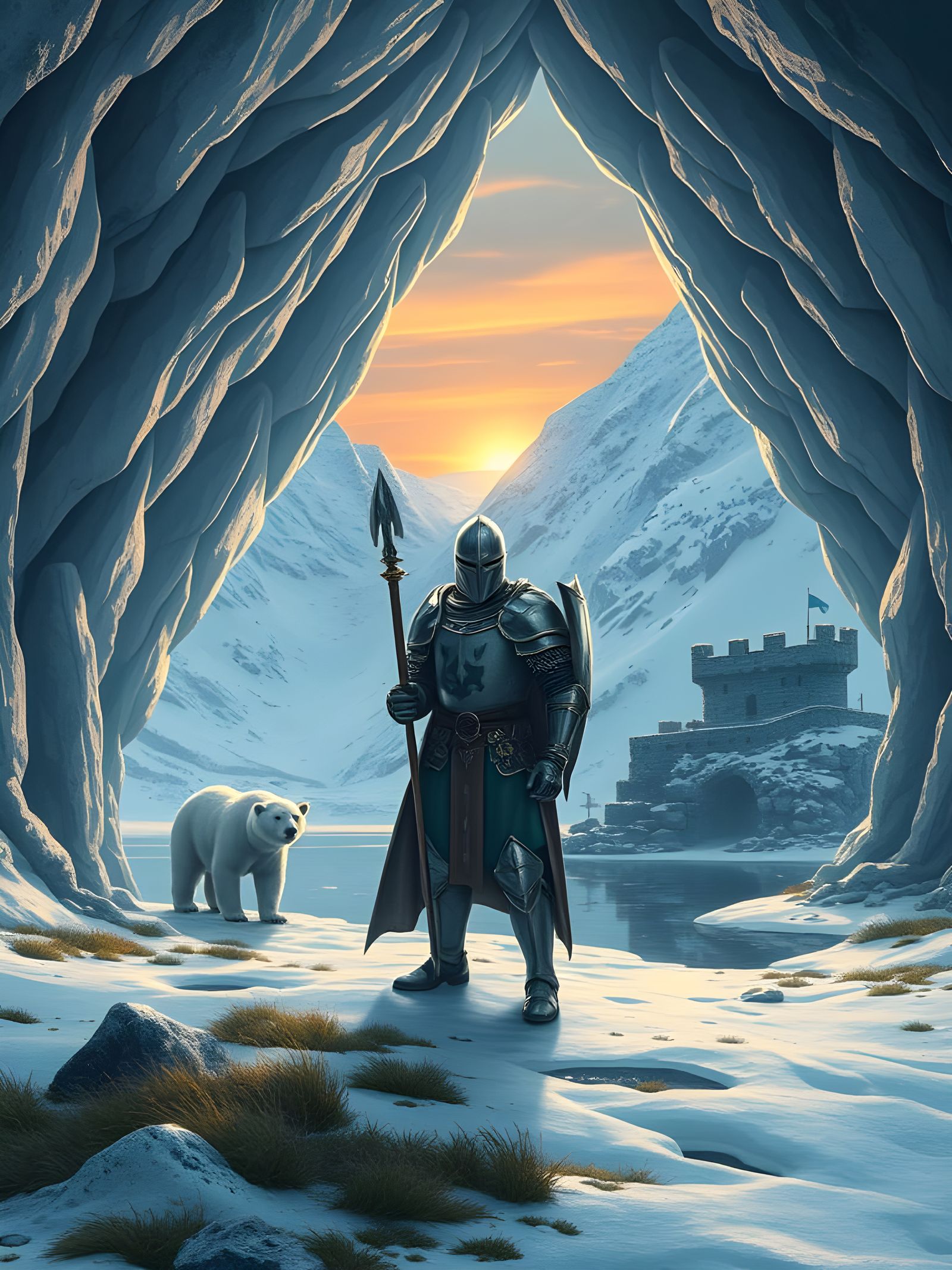 Medieval Knight in a Frozen Landscape