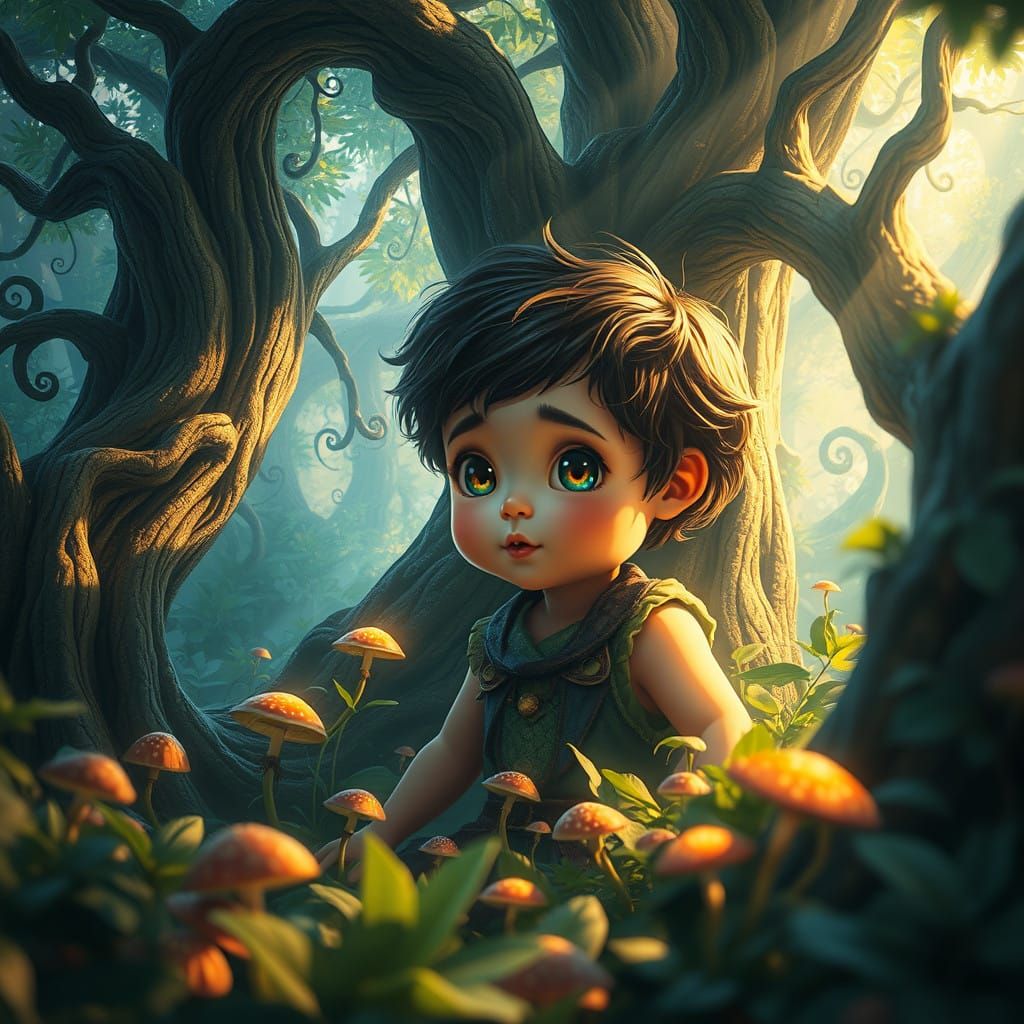 Whimsical Child in a Fantastical Realm