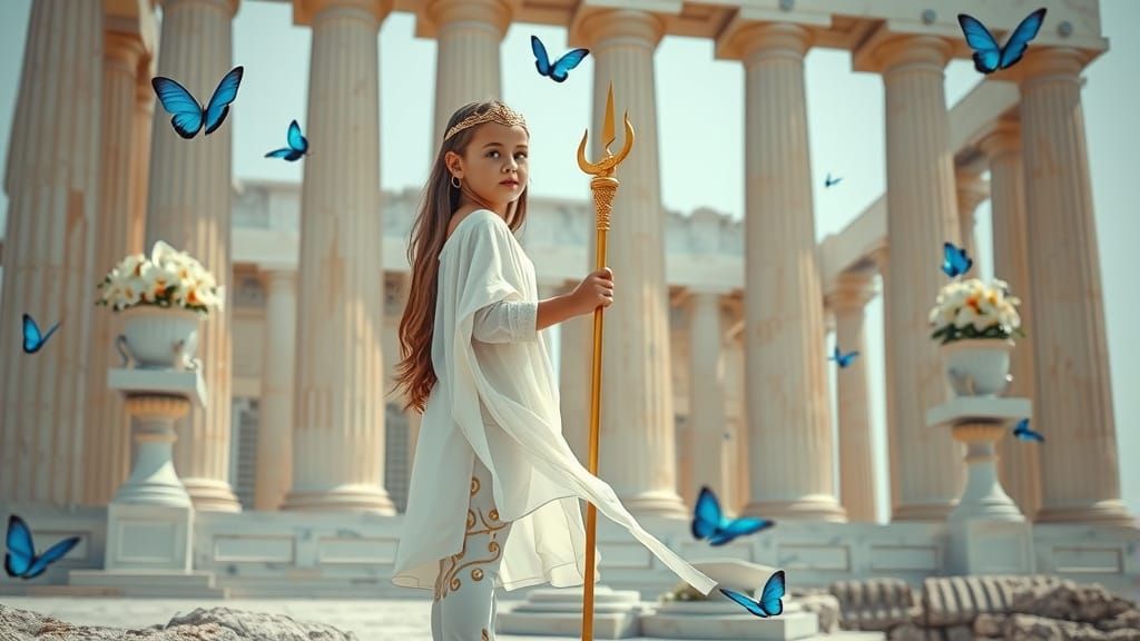 Young Athena with Parthenon in Professional Photography Styl...