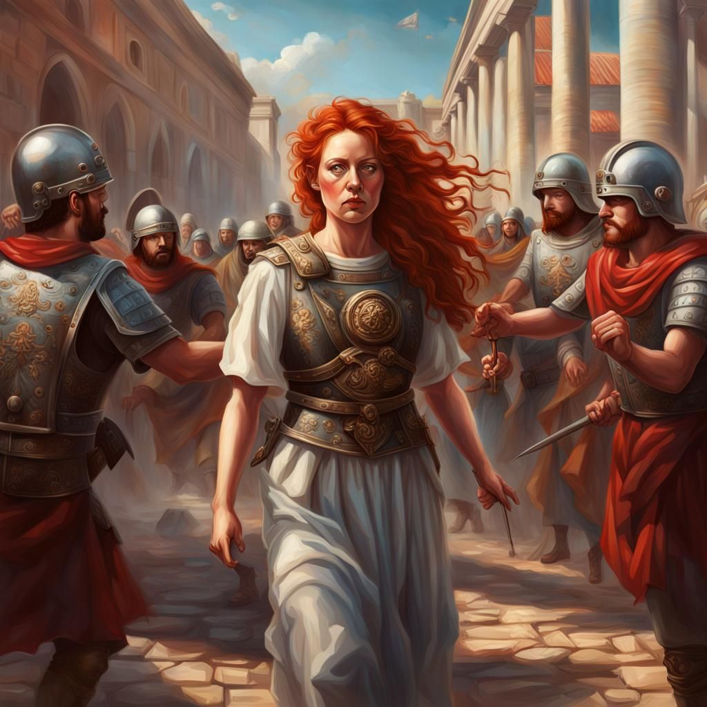 Roman Woman's Arrest: Hyperrealistic Concept Art