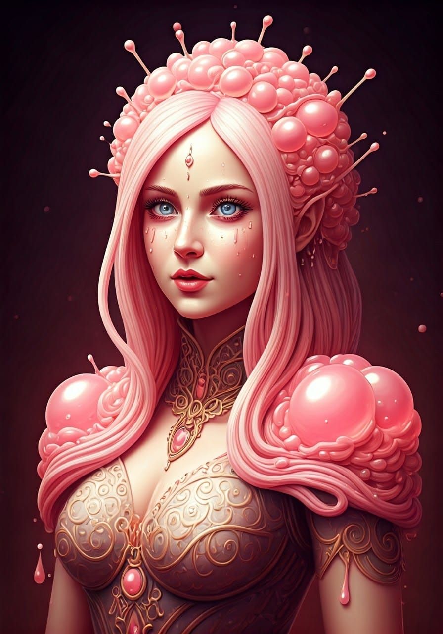 Whimsical Bubblegum Sorceress Enchants Fantasy Realm