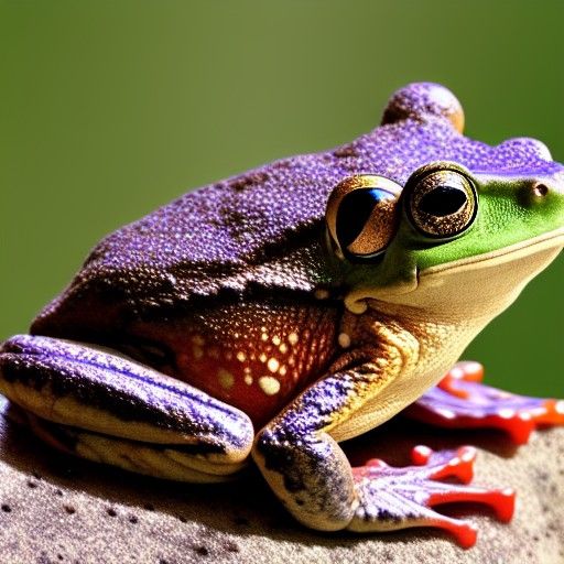 Frog on Hill Under Rainbow