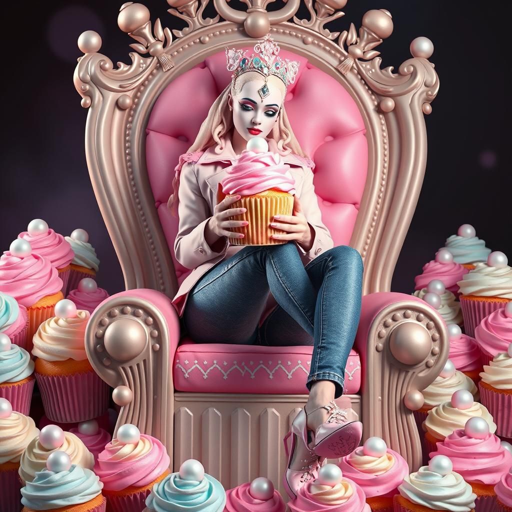 Goddess on Cupcake Throne with Pastel Diamond Makeup