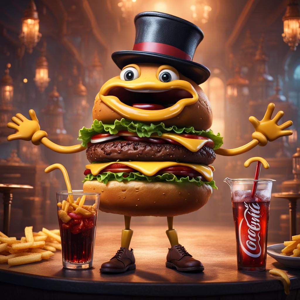 Dancing Cheeseburger and Fries: Fantasy Concept Art