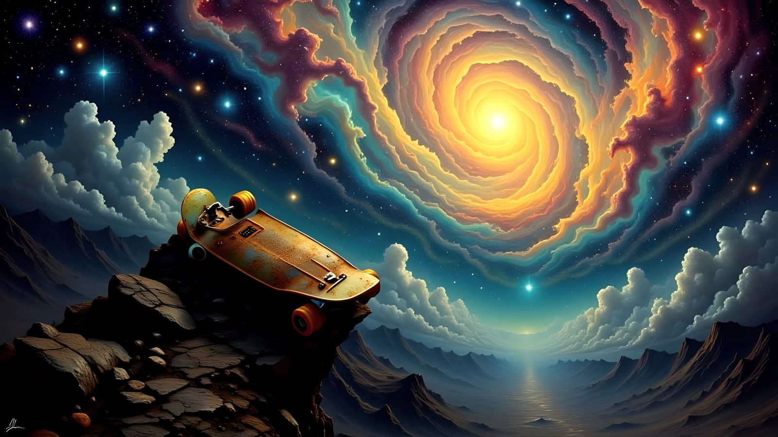 Abandoned Skateboard at Cosmic Abyss Edge