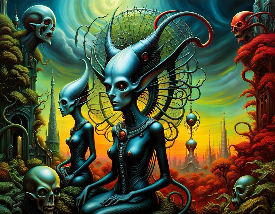 Psychedelic Surrealism: A Digital Oil Fantasy Landscape