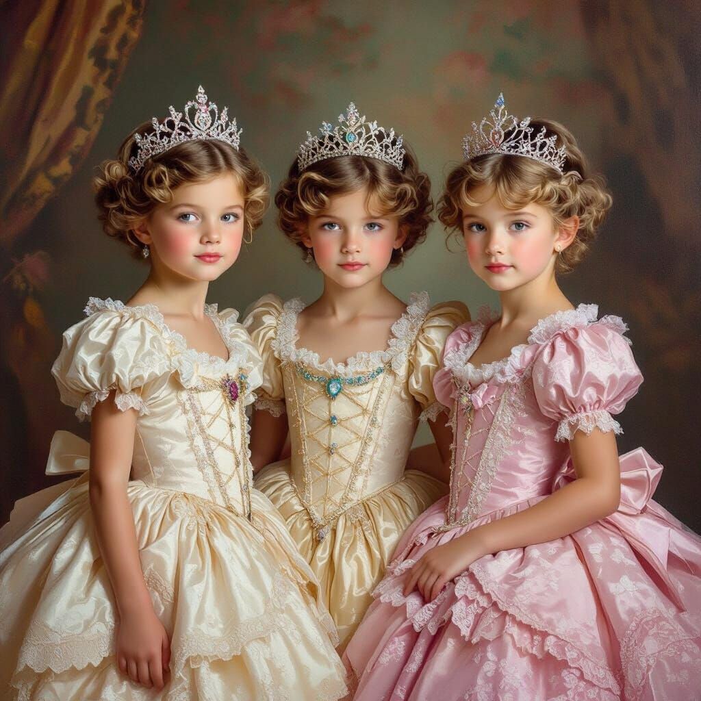 Victorian Boys in Rococo Ball Gowns and Tiaras