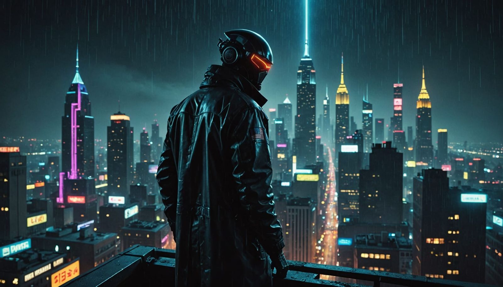 Covert Agent with Alien Prism in Neon City