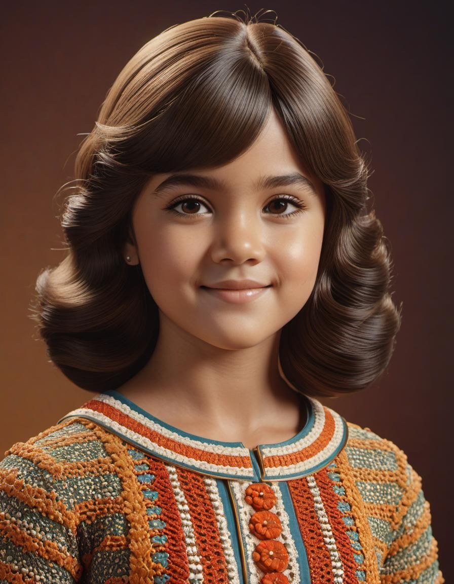 1970s Yearbook Portrait in Hyperrealistic Style