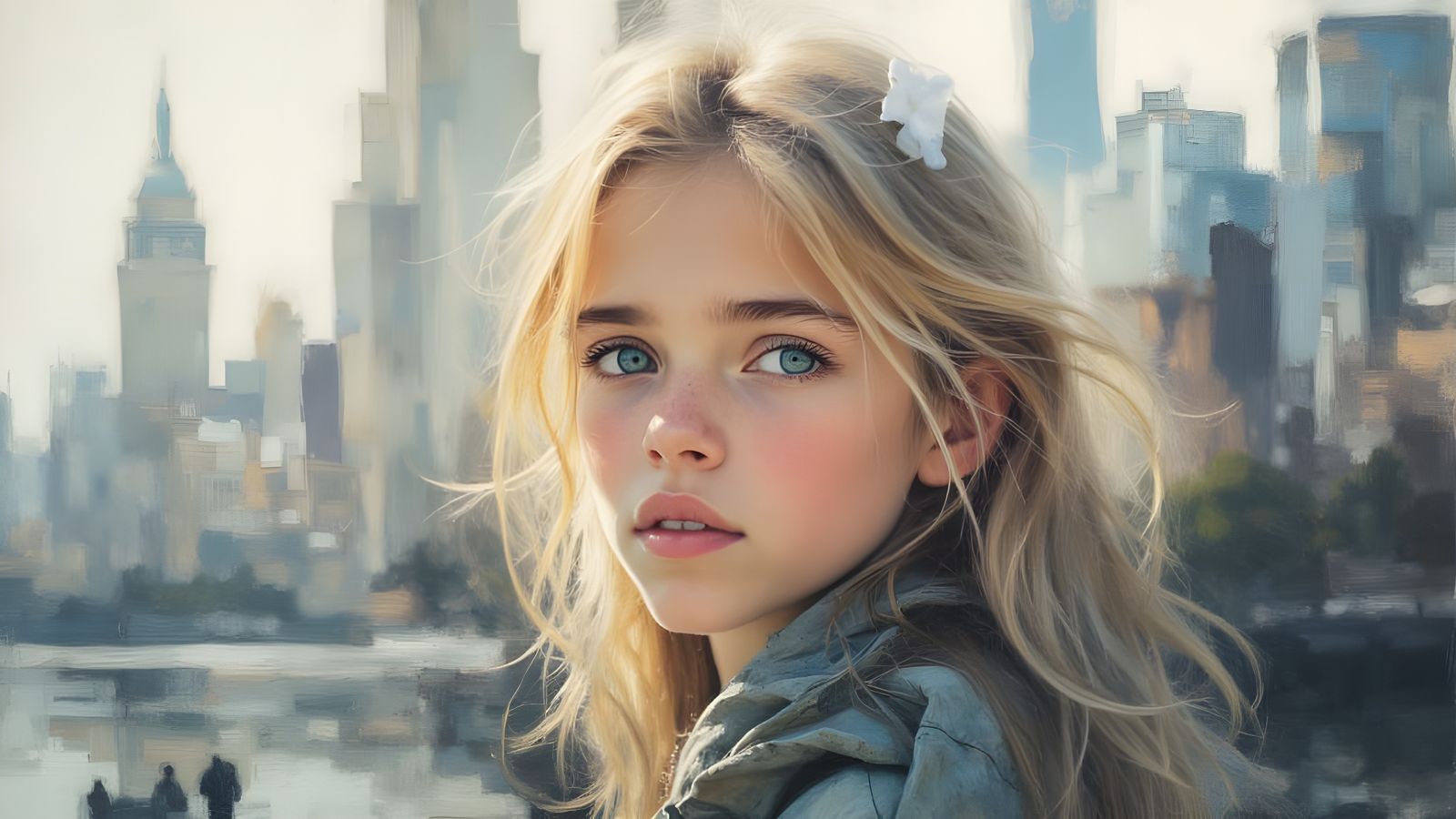 Double Exposure: Girl and New York Skyline