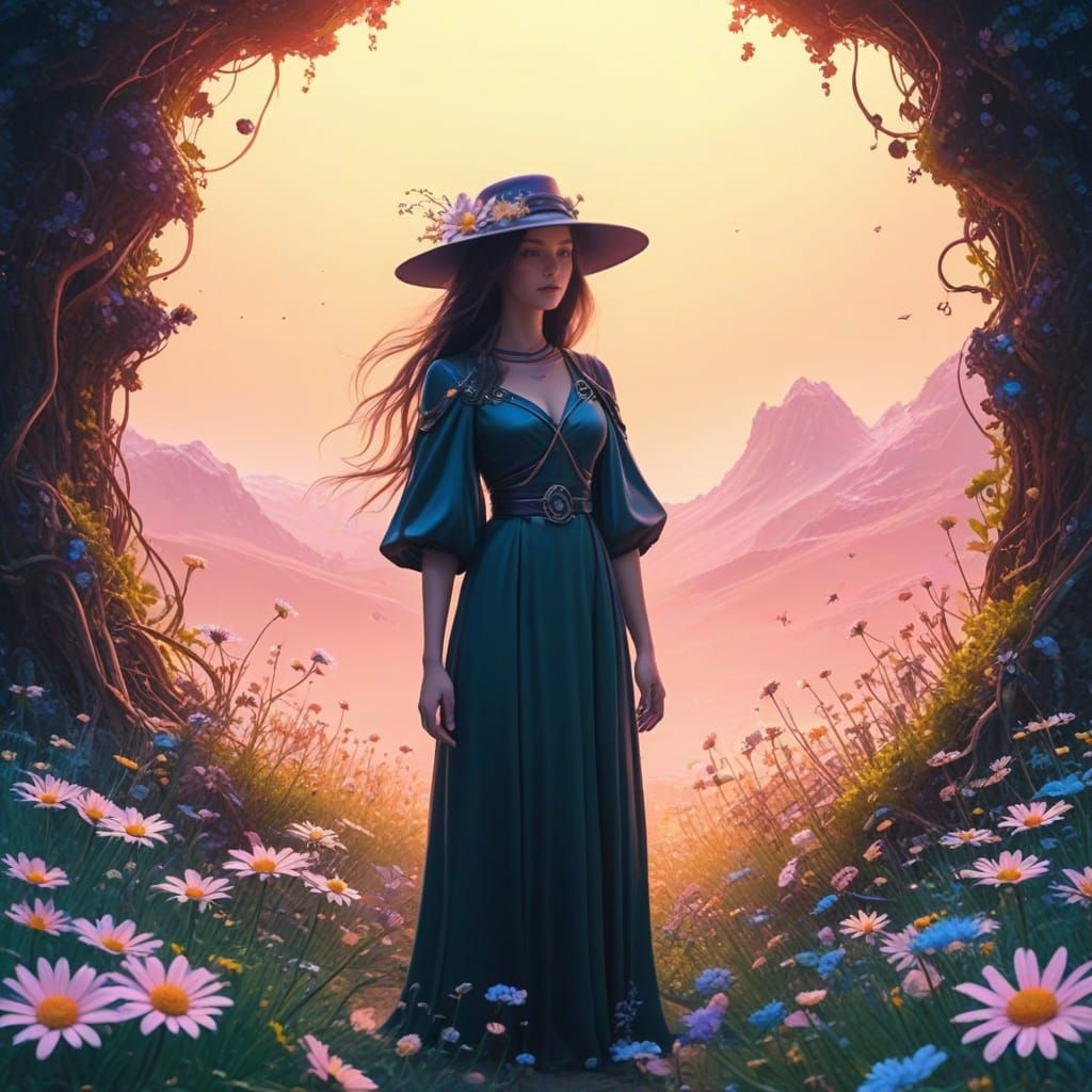 Mystical Spring Elysium in Neon Hues