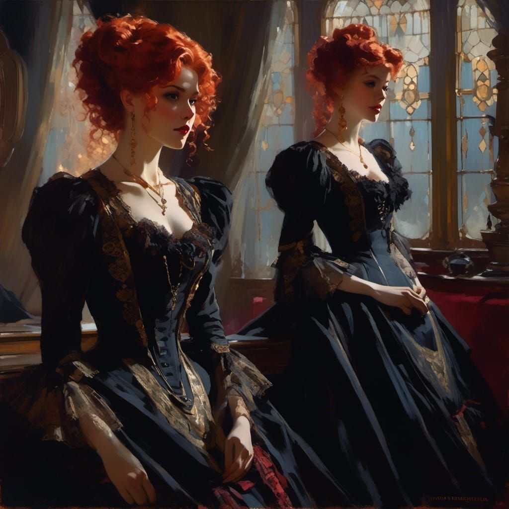 Victorian Vampire Mina Harker in Dreamy Vignettes