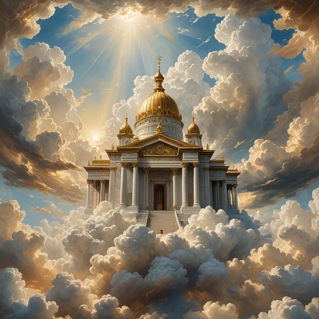 Surreal Temple in Dreamy Ethereal Oil Painting