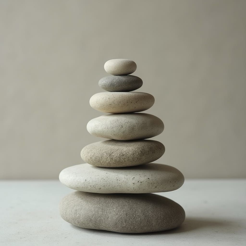 Balanced River Stones in Zen Minimalist Style