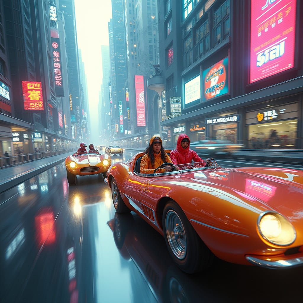 Futuristic Metropolis: Flying Cars in Photorealistic Concept...