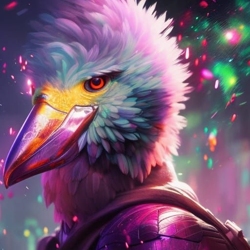 Detailed Portrait of a Colorful Black Parrot