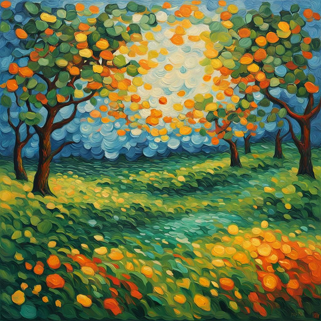 GreenTV's GVT Token Launch: Neo-Impressionist Oil Painting