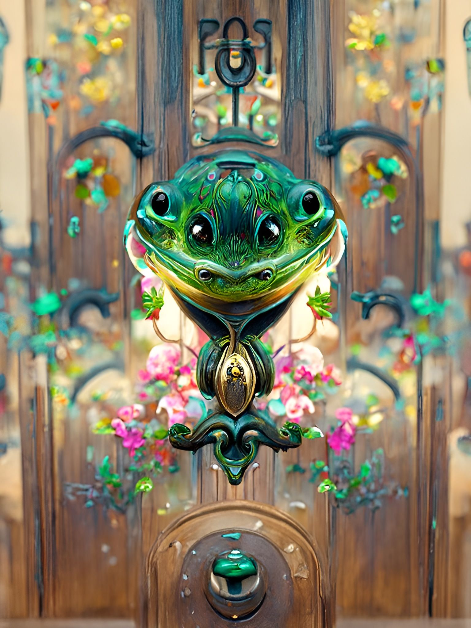 Magical Frog Door Portrait in Colorful Photorealism