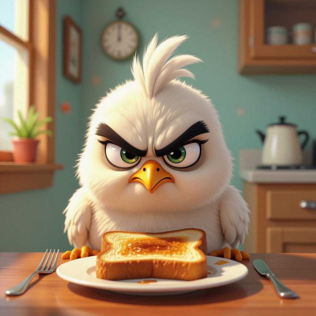 Angry Chick and Burnt Toast: Pixar-Style Breakfast