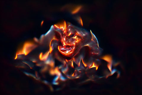 Fiery Demon Face in High Resolution