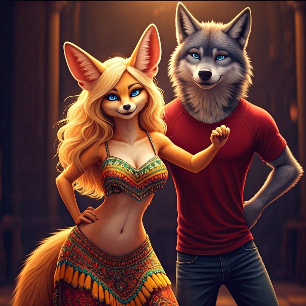 Fennec Fox Salsa Dancer in Vibrant Latin-Inspired Outfit