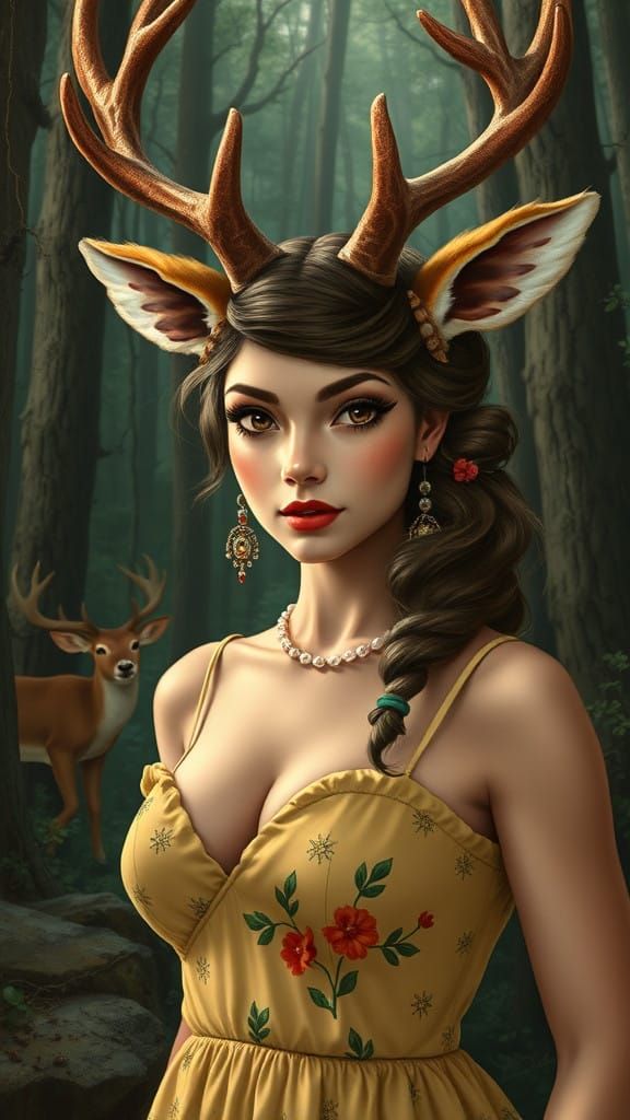 Southern Belle Reindeer in Enchanted Forest Splendor