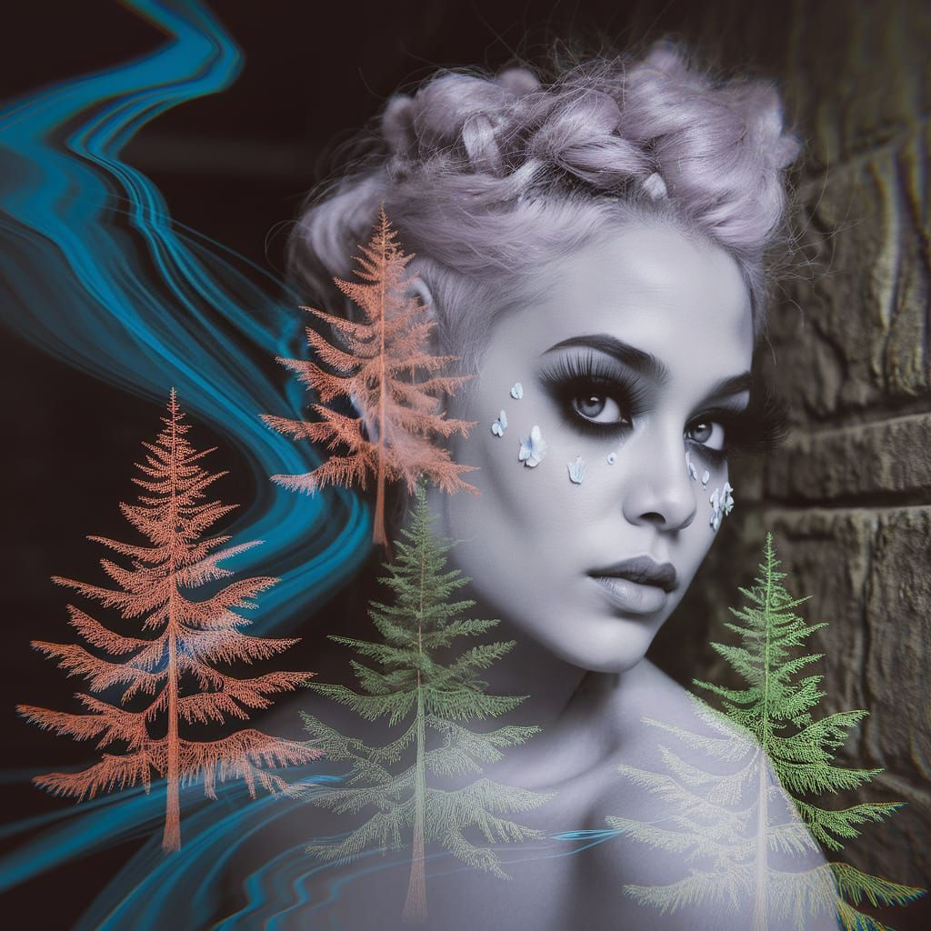 Punk Girl Portrait in Surreal Biosphere