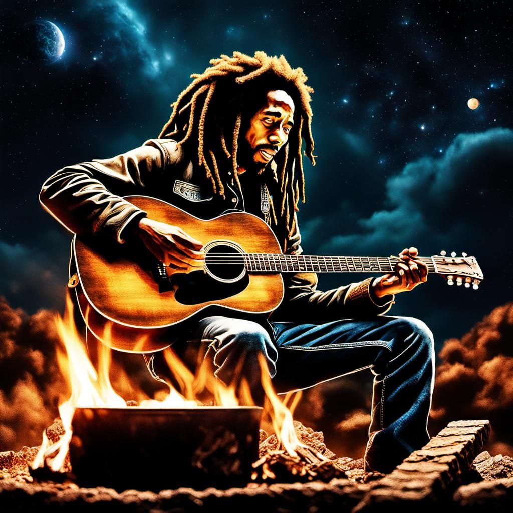 Hyperrealistic Bob Marley in Space