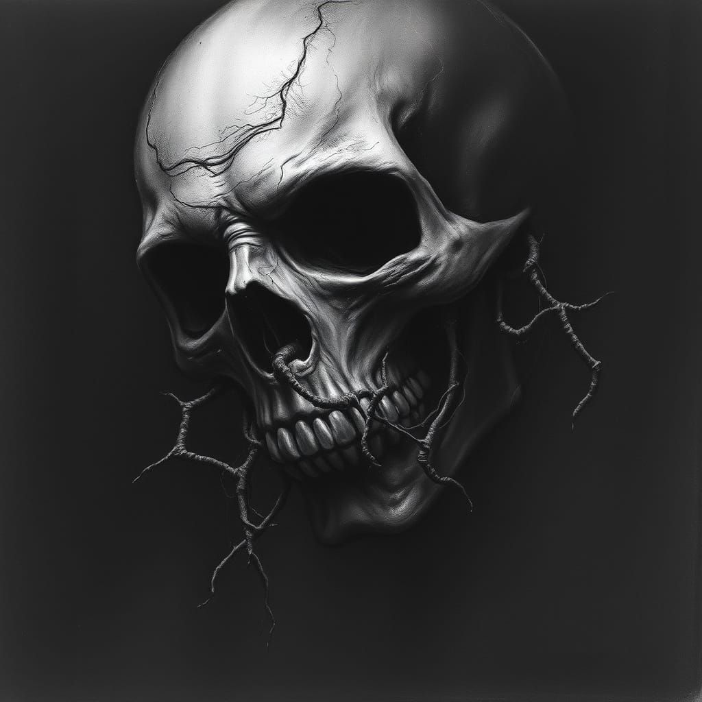 Dark Surrealist Drawing with Haunting Shadows