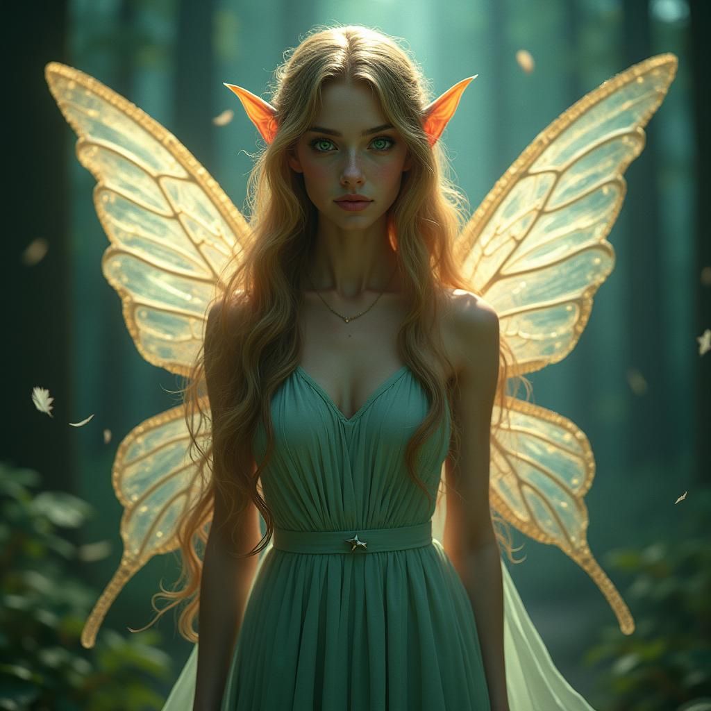 Ethereal Half-Elf Fairy in Mystical Forest