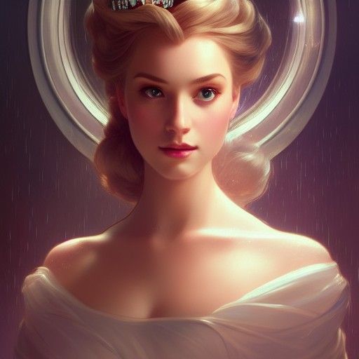 Princess Cinderella Portrait in Art Nouveau Style