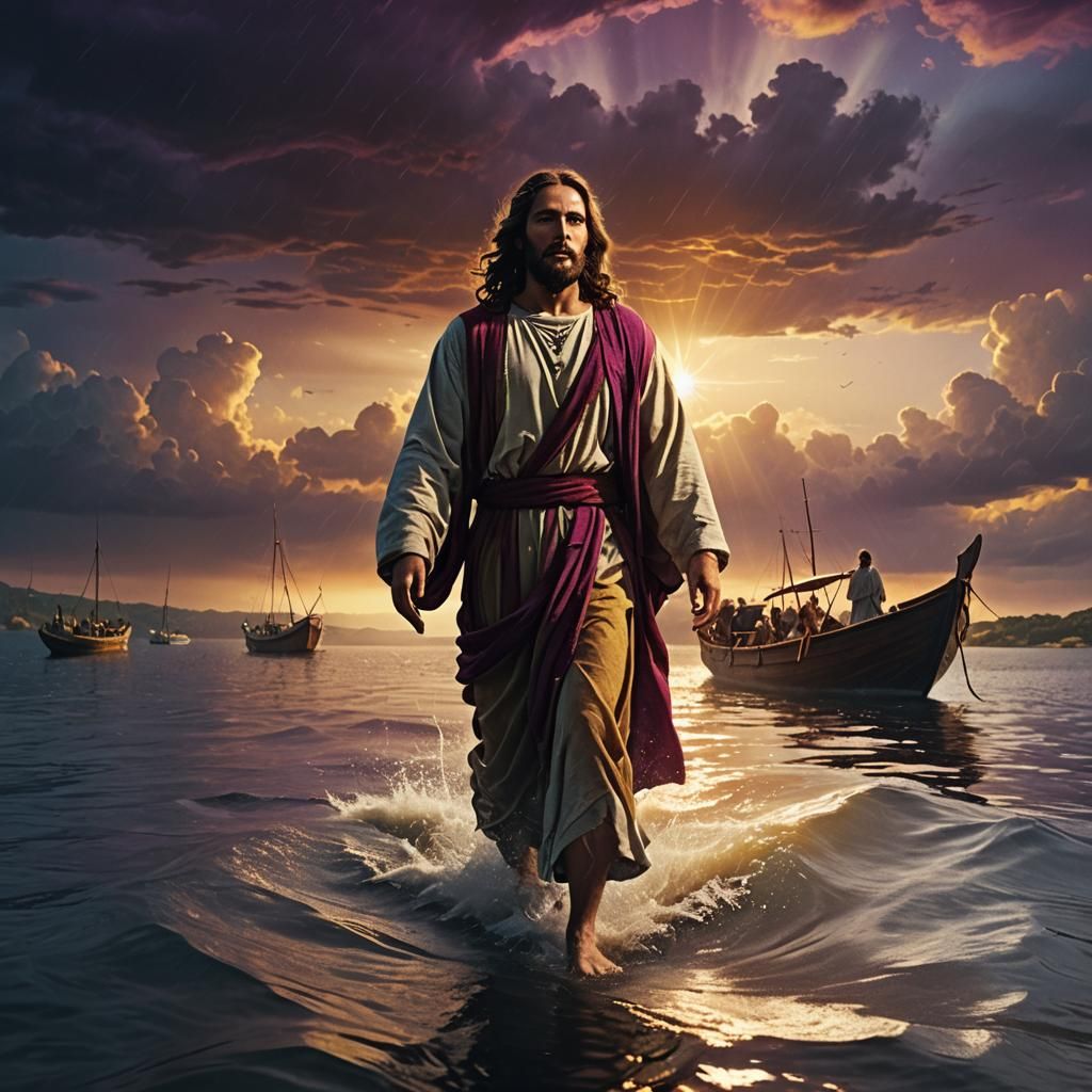 Jesus Christ Walks on Water: Cinematic Digital Art