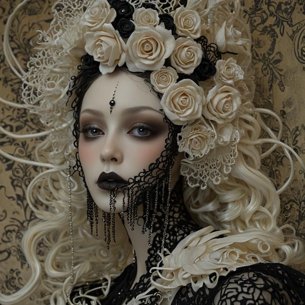 Haunted Halloween Goddess Portrait in Ethereal Style