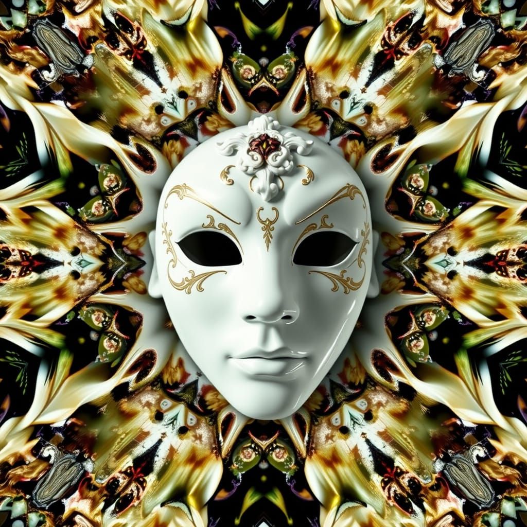 Surreal Kaleidoscope with Venetian Carnival Mask