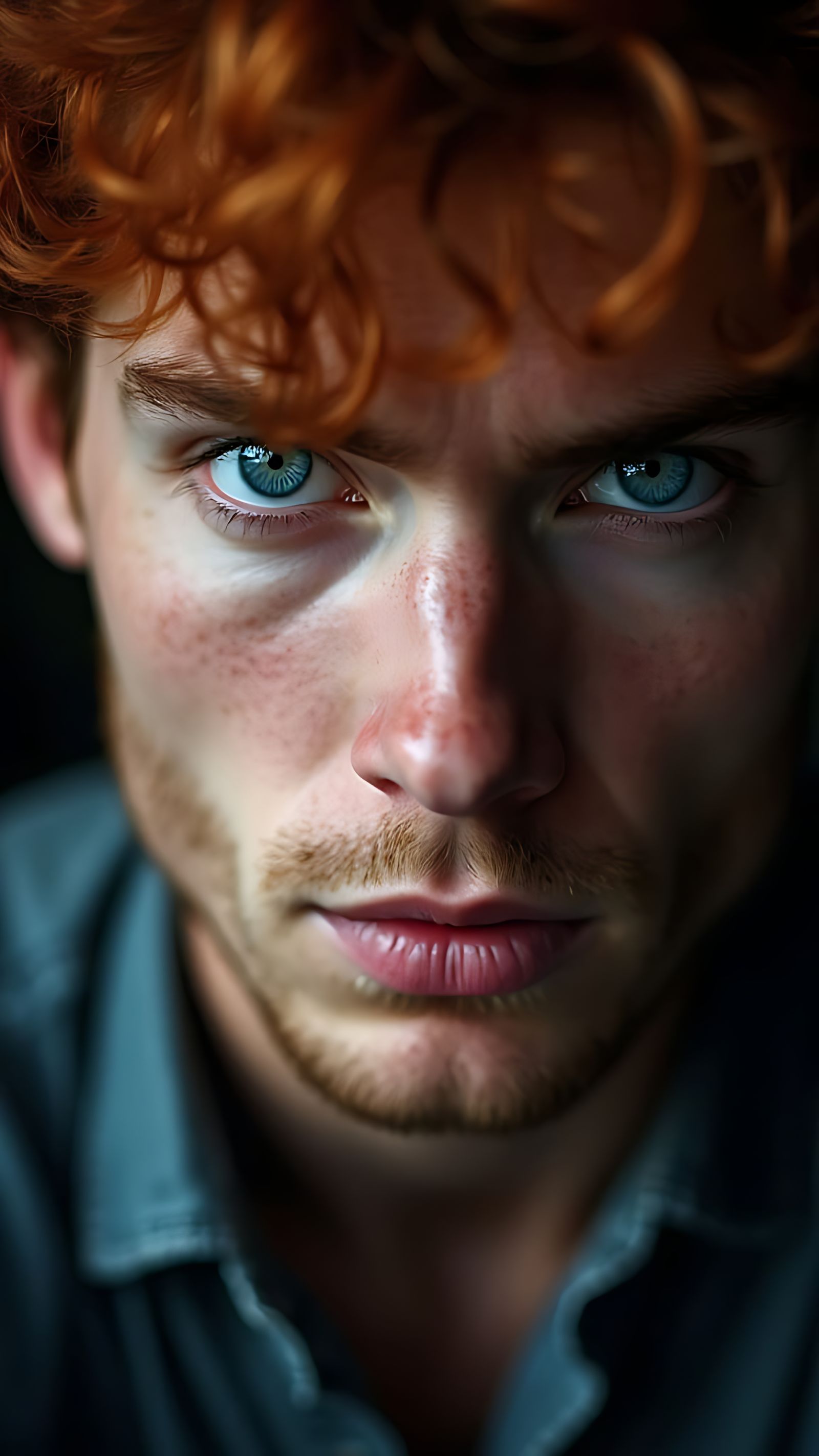 Atmospheric Portrait of Man with Auburn Hair
