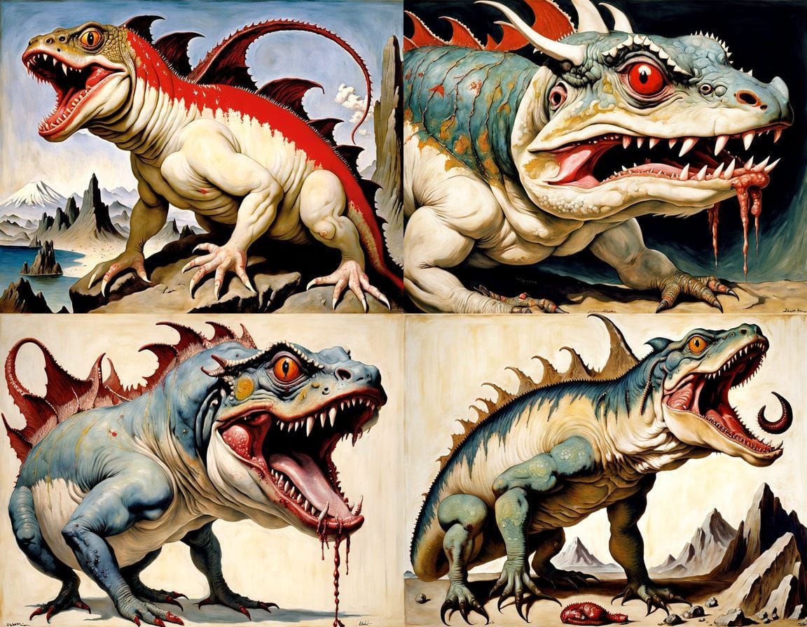 Surreal Mutant Creature in Japanese Art Style