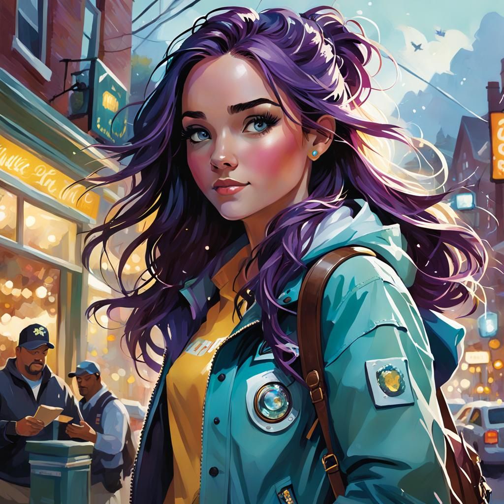 in style  Julie Dillon,Skottie Young,Adrian Ghenie, Thomas Kinkade and Paul Lehr