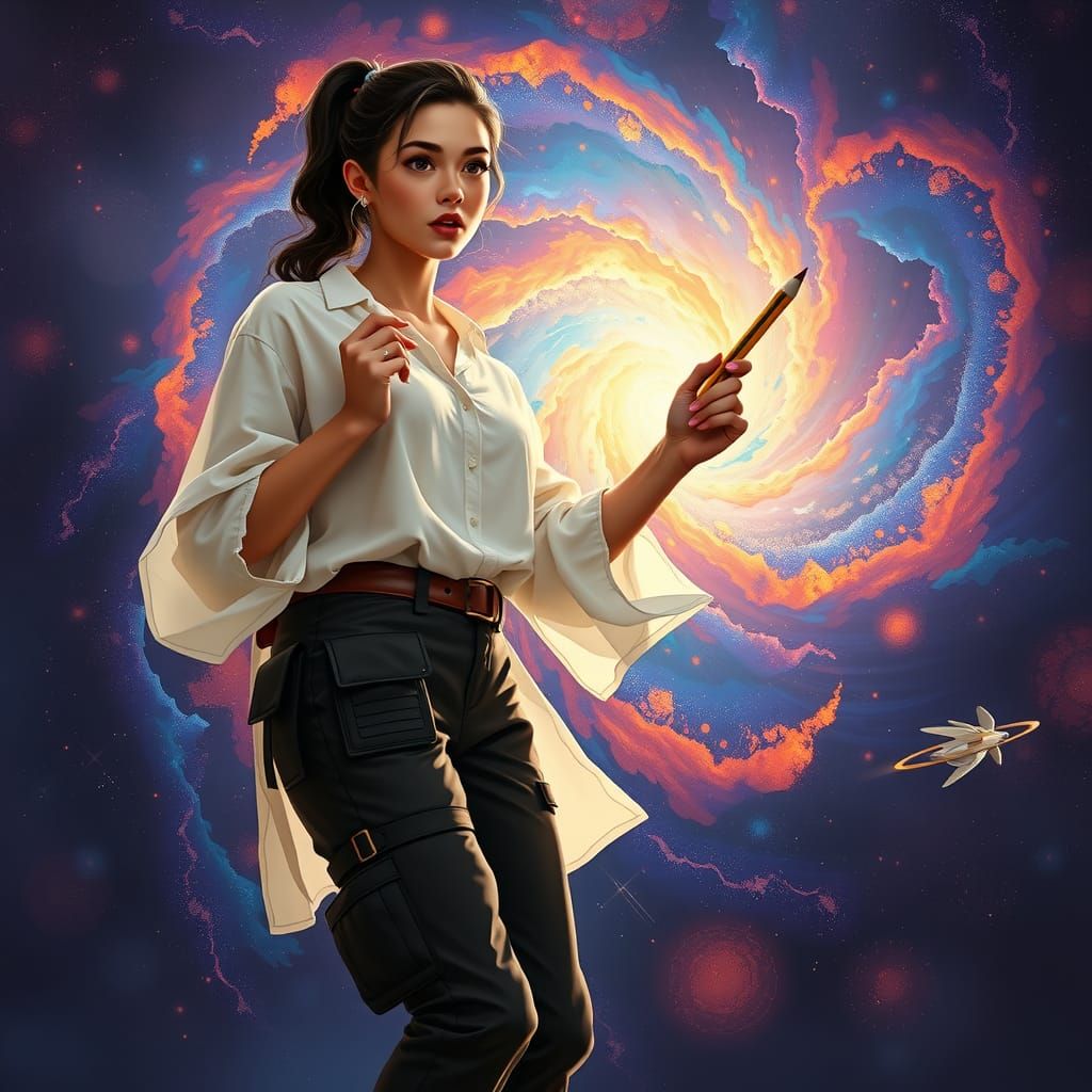 Galaxy Creation With Pixel Pencil, Matte Painting Style