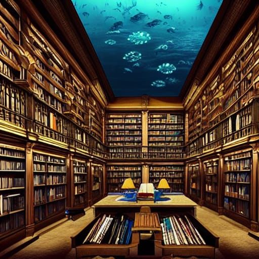 Underwater Library in 2050: Digital Matte Painting