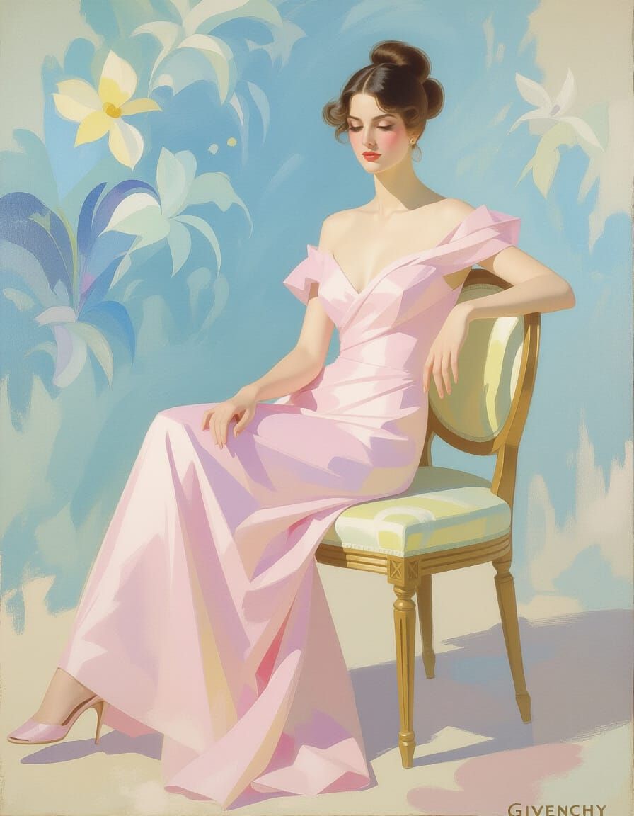 Radiant Impressionistic Rococo Swirls in Pastel Shades