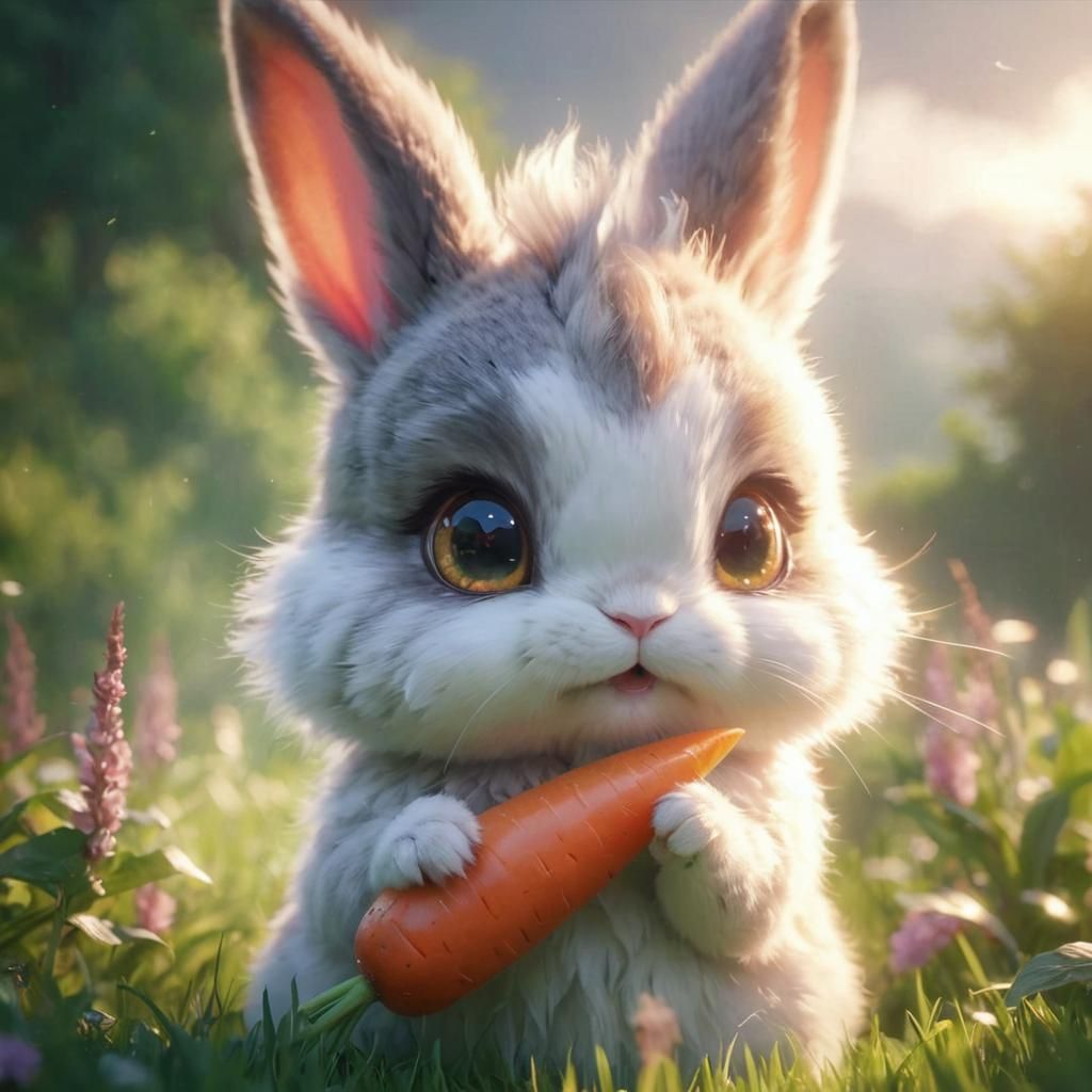 Adorable Mythical Bunny Portrait in Anime Style