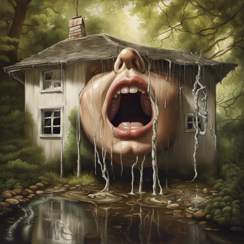 Trompe-l'œil Cottage with Woman Holding Water