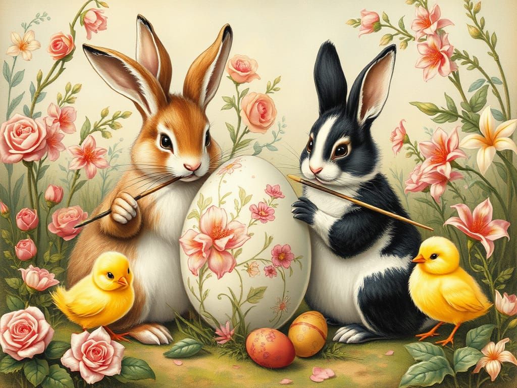 Painting Easter Eggs: A Whimsical Fairy Tale Scene