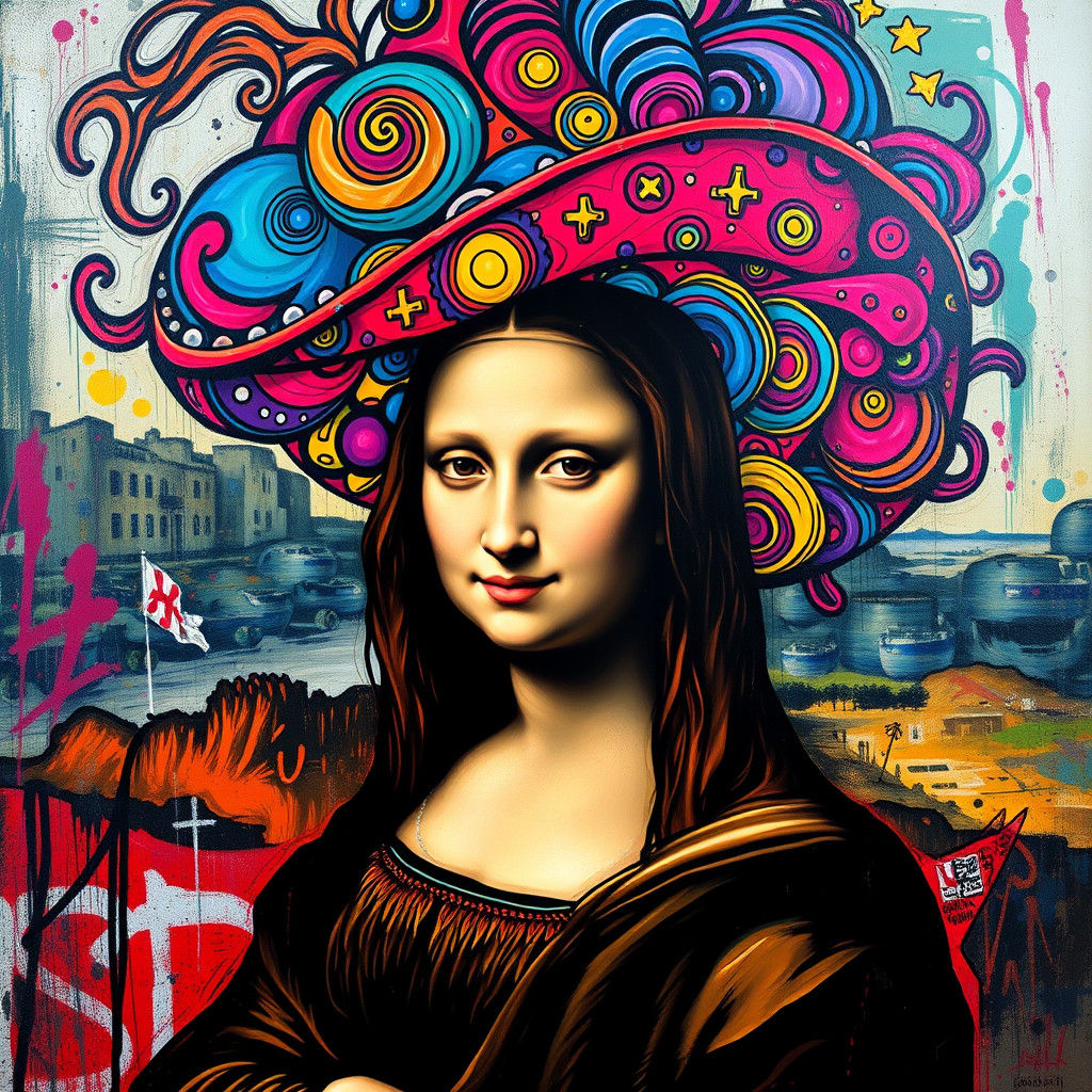 Mona Lisa in Graffiti Art Style
