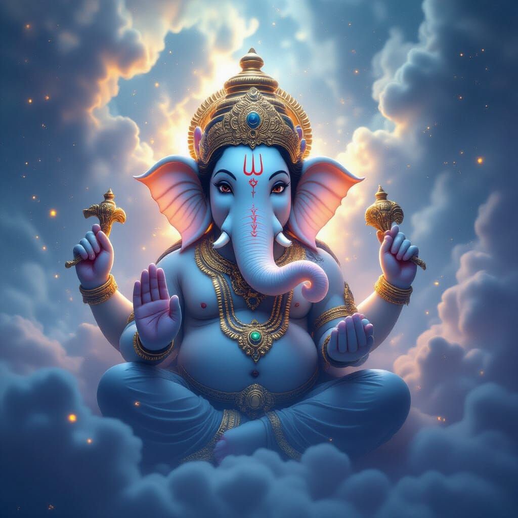 Lord Ganesha as a Luminous Nebula