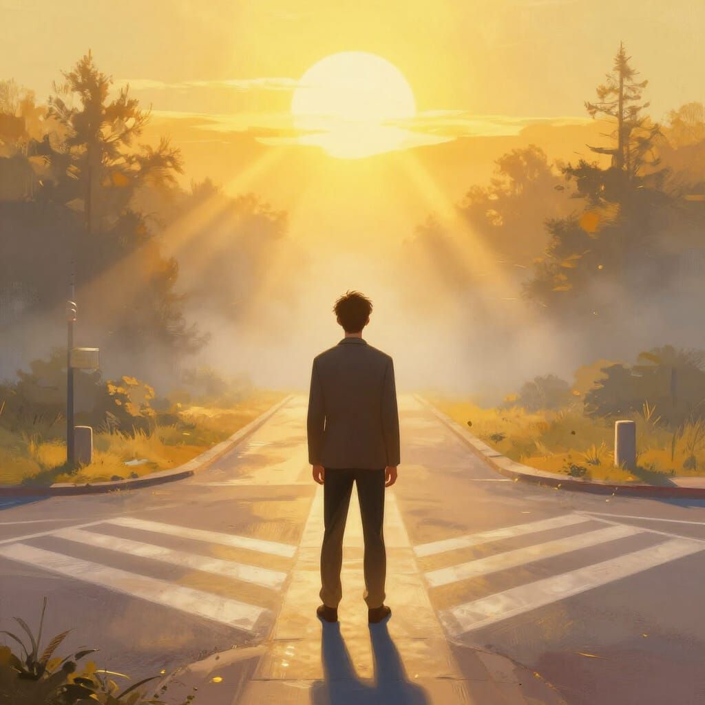 Crossroads to Opportunity: Digital Painting of a Bright Futu...